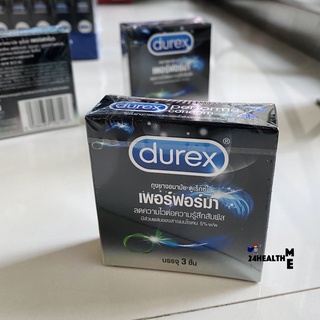 1 กล่อง 3 ชิ้น Exp.2024 ถุงยางอนามัย ดูเร็กซ์ เพอร์ฟอร์มา Durex performa condom ขนาด 52.5 มม. ผิวเรียบ