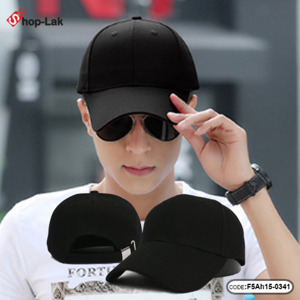 หมวกแก๊ปผ้าปีกโค้งสีดำ เนื้อผ้าคอตตอนผสมโพลี ด้านหลังเป็นเข็มขัดปรับไซด์ได้ รุ่น F5Ah15-0341 แบรนด์ 