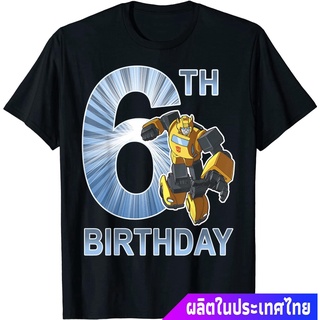 เสื้ ผู้ชายและผู้หญิง Transformers Bumblebee 6th Birthday T-Shirt discount รุ่นคู่S-5XL