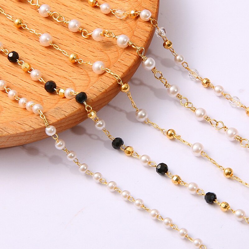 50 ซม./ชิ้น 18K Gold Plated ทองแดงลูกปัดมุกสําหรับ DIY รูปที่ 5