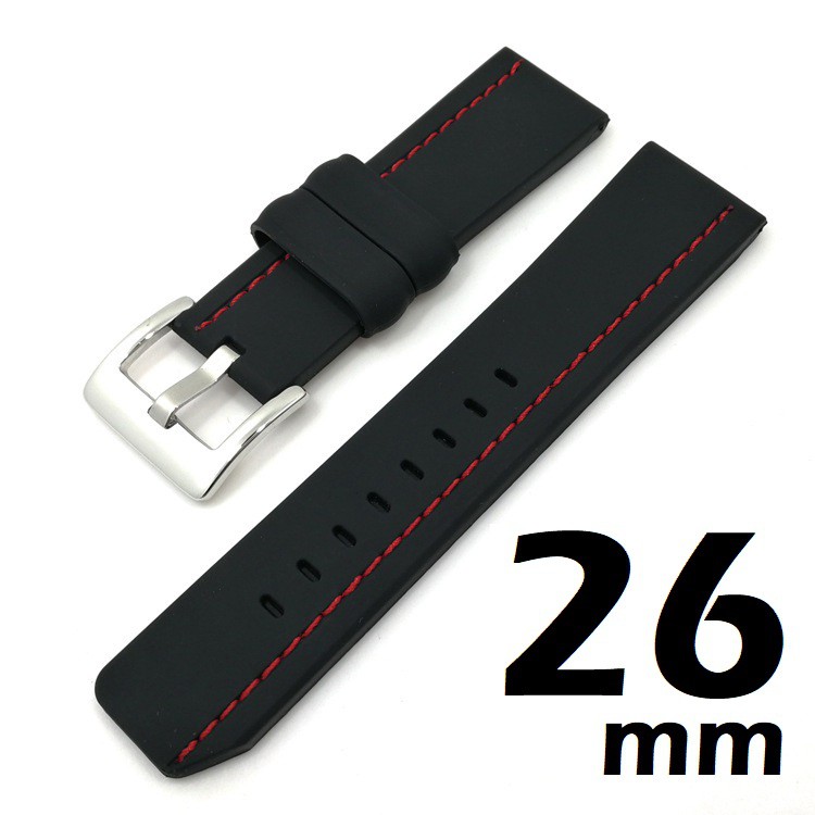Barel แถม สปริง+เหล็กถอดสาย สายนาฬิกา ยาง ซิลิโคน เข็มขัดแสตนเลส ไซส์ 26 มม R44 26