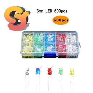 [Spot retail] 3mm LED light-emitting diode boxed light-emitting tube 500 pcs per color 100 pcs 5 colors total 500 F3