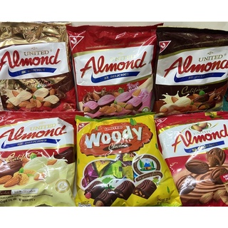 UNITED ALMOND/WOODY ยูไนเต็ด ช็อคโกแลตสอดไส้แอลมอนด์ มี 5 แบบจ้า🔥บรรจุ 50เม็ดค่าา