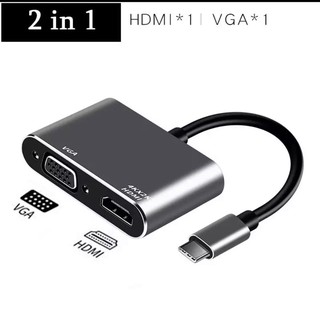 2 in 1 USB C HDMIประเภทCถึงHDMI 4K VGA USB3.0 Audio Video Converter PD 87W Fast ChargerสำหรับMacbook Pro Samsung S9 S10