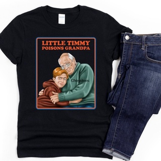 คอตต้อนคอกลมขายดี เสื้อยืด พิมพ์ลายกราฟฟิคสยองขวัญ Little Timmy Poisons Grandpa Horror สไตล์วินเทจ แฟชั่นคลาสสิก สําหรับ