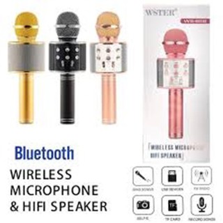 ไมค์บลูทูธWS-858 WirlessMicrophoneKaraokeไมค์บลูทูธอัดเสียงได้ -ไมโครโฟนหัวมีสามลดเสียงรบกวนการประมวลผลมีประสิทธิภาพมาก