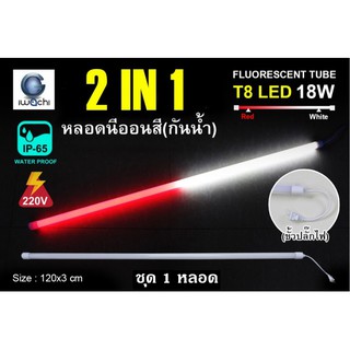 IWACHI หลอดนีออนสี ขั้วกันน้ำ 2 IN 1 พร้อมหัวปลั๊กเสียบ LED 18W สีขาว+สีแดง