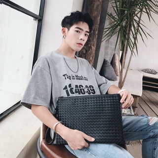 ผู้ชาย หนังสัตว์ amplop ซองใส่กระเป๋า Weave Clutch ธุรกิจ