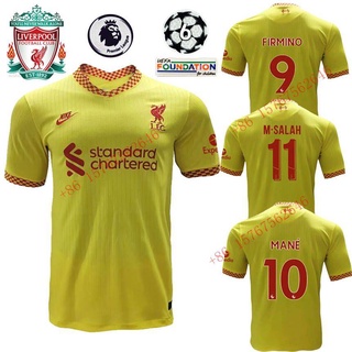 เสื้อกีฬาแขนสั้น ลายทีมชาติฟุตบอล ALEXAMDER-ARNOLD 66 MANE 10 M-SALAH 11 FIRMINO 9 VIRGIL 4 21/22 สีเหลือง 2021-2022