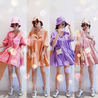 สีมาใหม่ค่ะ💕Set 2 ชิ้น💓Mini dress+หมวก bucket💓