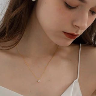 seadada สร้อยคอเกาหลี จี้เพชร 14k jennine Crystal pendant necklaces