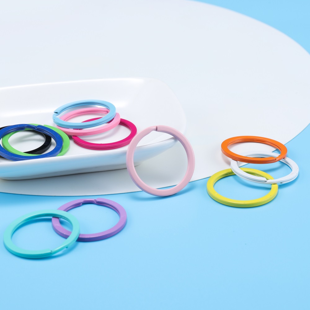 St.kunkka 10Pcs 30MM แหวนพวงกุญแจการ์ตูนสีลูกกวาดพวงกุญแจ พวงกุญแจ diy พวงกุญแจอุปกรณ์