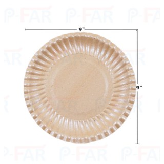 (1,000 ใบ) จานกระดาษ 9 นิ้ว สีน้ำตาล เคลือบ PE FP0014/L_INH102