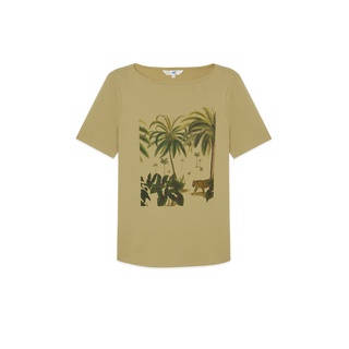 AIIZ (เอ ทู แซด) - เสื้อยืดแขนสั้นผู้หญิง คอปาด พิมพ์ลาย Womens Boat Neck Graphic T-Shirt