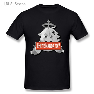 เสื้อยืดลําลอง ผ้าฝ้าย แขนสั้น พิมพ์ลาย Ehe Te Nandayo Paimon Genshin Impact สําหรับผู้ชาย DF12HJ40415