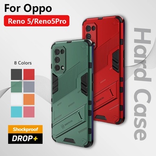 เคสแข็ง กันกระแทก 3D พร้อมขาตั้ง สําหรับ OPPO Reno 5 6 5Z Pro Reno5 Z 5G