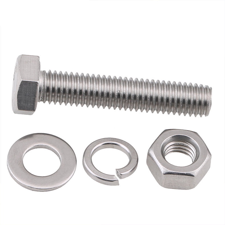 M8/M10/M12/M14 สกรูรวมหกเหลี่ยมภายนอก 304 ชุดแผ่นแบนสลักเกลียวสแตนเลส