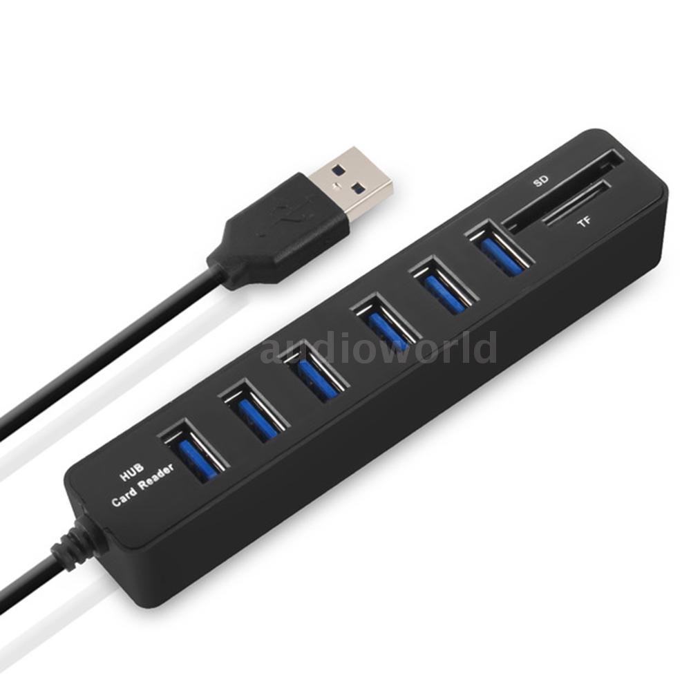 Micro USB Hub 3.0 Combo 3 Ports Card Reader High Speed USB Splitter All In One