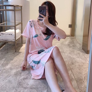 พร้อมส่ง 🍊 เดรสให้นม ชุดให้นม อก40 ยาว35 ลายใบไม้ชมพู