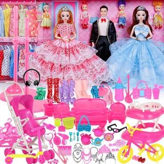 ตุ๊กตาบาร์บี้Disneyตุ๊กตา disney○∈﹉Dress Up Barbie Gift Box Play House Princess งานแต่งงาน ชุด ของเล่นเด็ก เด็กผู้หญิง ข