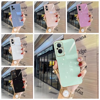 เคส OPPO A76 A16 F9 F9 Pro A54 A74 A93 A94 4G F17 Pro ตรงขอบ Electroplated Soft เคสโทรศัพท์