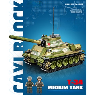 ใหม่ ชุดของเล่นบล็อกตัวต่อ โมเดลรถถัง ขนาดกลาง MOC WW2 T-34 411 ชิ้น