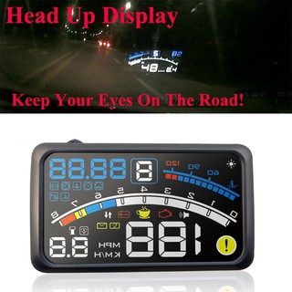 ระบบนำทางรถยนต์ Universal OBD2 ขนาด 5.5 นิ้วระบบ HUD Head Up แสดงระบบเตือนภัยความเร็วสูง