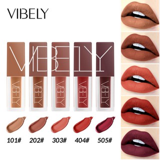 vibely ลิปสติก เนื้อกํามะหยี่ สีแดง สีน้ําตาล