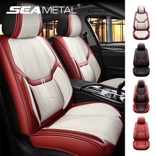 SEAMETAL หนัง PU รถฝาครอบที่นั่ง ที่นั่งอัตโนมัติห่อหุ้มเบาะ สากลสําหรับรถยนต์ SUV รถบรรทุกรถปิคอัพ เบาะรองนั่ง