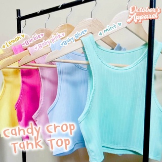 Candy Crop เสื้อครอป ผ้าร่อง แขนกุด เอวลอย