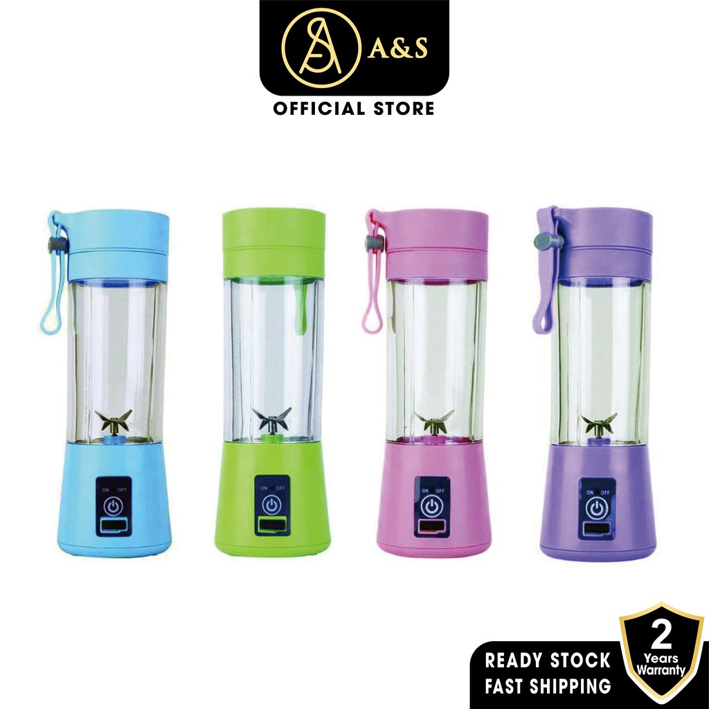 A&S เครื่องคั้นน้ําผลไม้ผลไม้แบบพกพา Blander ขวด 6 ใบมีดชาร์จ USB แบบชาร์จไฟได้สําหรับสํานักงานกลางแ