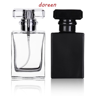 Doreen ขวดน้ําหอมเปล่า 30 มล. เครื่องสําอาง ขวดแก้วใส สีดํา ขวดสเปรย์