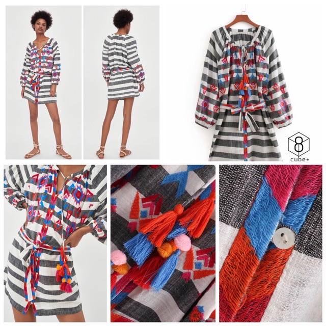 Aztec Embroidered Dress