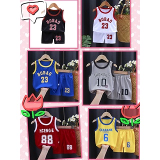 📮พร้อมส่ง📦ชุดกีฬาสำหรับเด็ก ชุดบาส ชุดบอล ชุดเสื้อกล้ามเด็ก เสื้อ+กางเกง