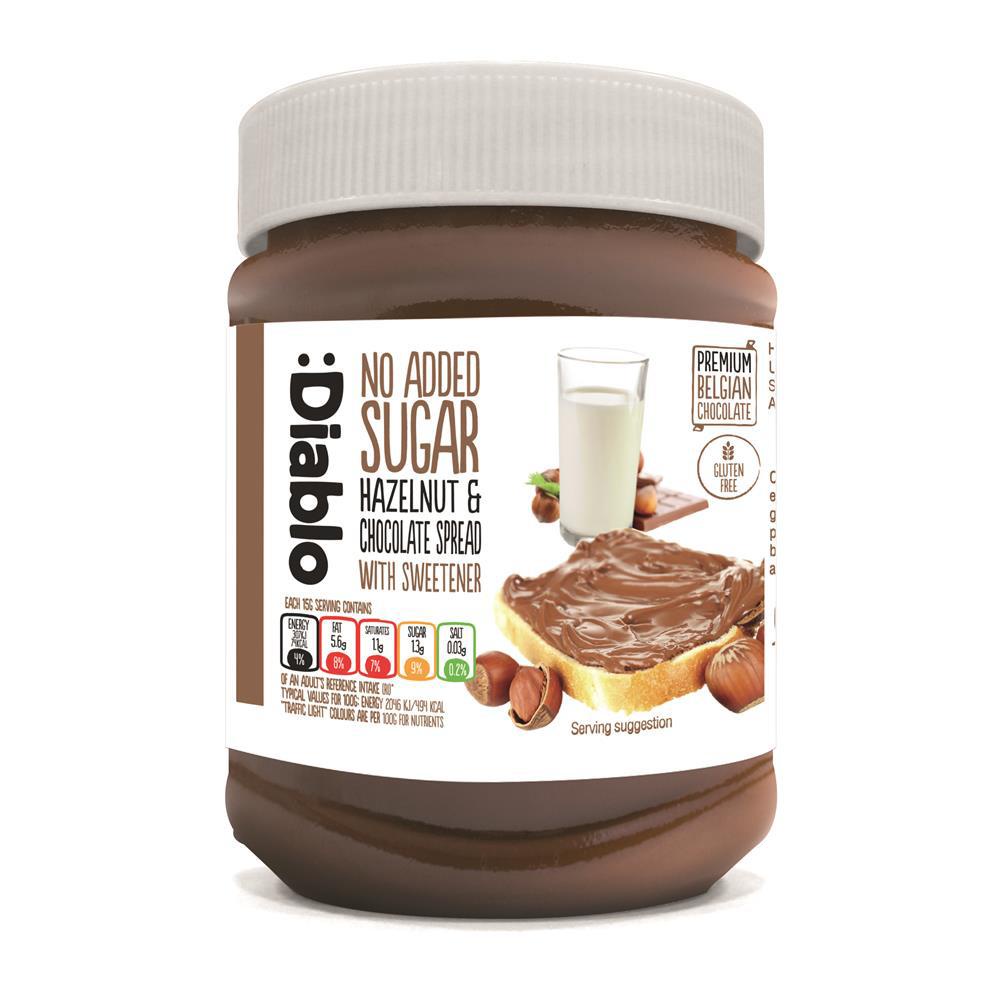 Diablo No Added Sugar Hazelnut Chocolate Spread 350g. เดียโบล เฮเซลนัท ช็อกโกแลต สเปรดทาขนมปัง