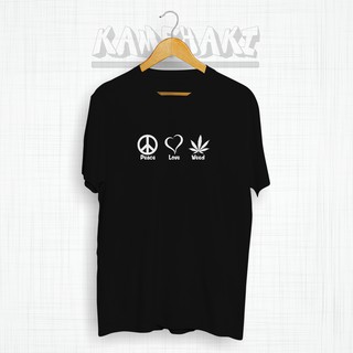 Rasta PEACE LOVE WEED เสื้อยืดลําลองสําหรับผู้ชายผู้หญิงแขนสั้นคอกลมพิมพ์ลาย