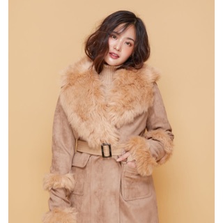 Coatover รุ่น 607 COAT COLLAR FUR WITH BELT ของใหม่** ไหล่16 อก44 ยาว33