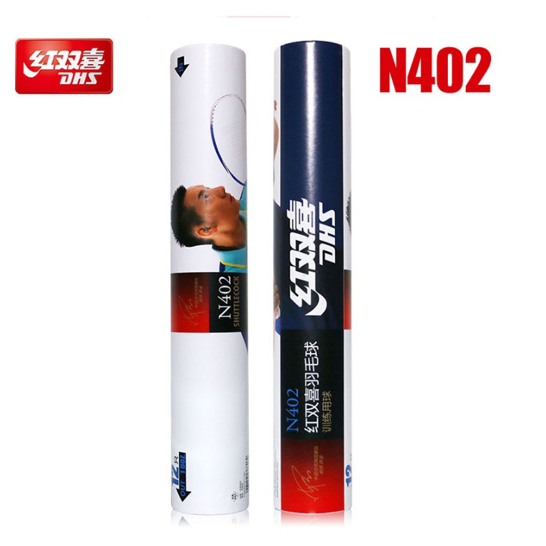 DHS Double Happiness แบดมินตันของแท้ทนทาน King Goose Feather Ball 12 Pack