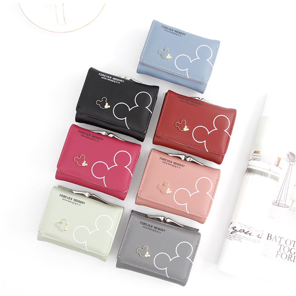 กระเป๋าสตางค์ ใบสั้น ใส่เหรียญได้  สีสวย ใส่บัตรได้เยอะ (T414)