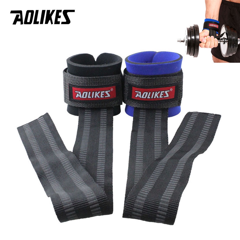 Aolikes 1 คู่ กันลื่น หนา ยิม ฝึกยกน้ําหนัก ถุงมือ บาร์เบล สายรัด ห่อมือ พร้อมสายรัดข้อมือ