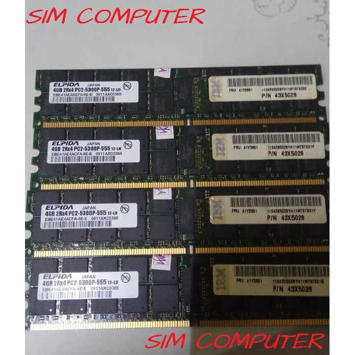 หน่วยความจํา 8GB (4GBx2) 8GB 2x4GB PC2-5300P DDR2-667MHz ECC REG REG REG REG