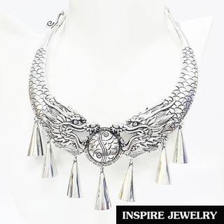 Inspire Jewelry ,สร้อยสังวาลย์รูปมังกรสองตัวคาบแก้ว