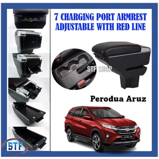 Perodua ARUZ พอร์ตชาร์จ USB 7 พอร์ต ปรับได้ พร้อมสายสีแดง