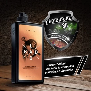 Bad Lab เคฟแมนคลีนเนอร์ สบู่เหลวทรีอินวันสำหรับเส้นผมใบหน้าและร่างกาย 400ml BL80030S