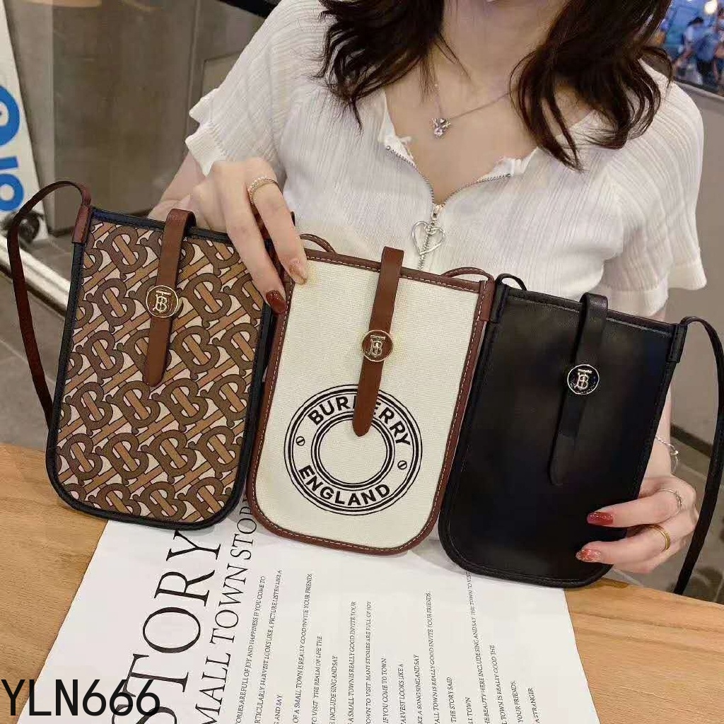 Burberr 2020 กระเป๋าใส่เหรียญ กระเป๋าใส่โทรศัพท์มือถือ แบบแนวทะแยง