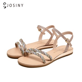 JOSINY รองเท้าแตะแบน  ศิลปะน่ารัก รองเท้าแตะสานแฟชั่น นุ่มสบาย