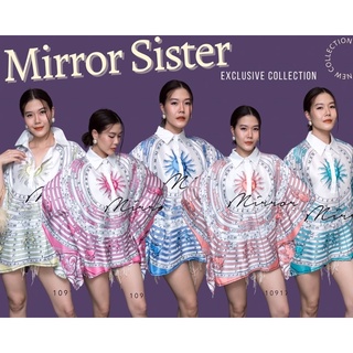 Code : 10917.3 เสื้อเชิ้ตทรงปีกค้างคาวสี่เหลี่ยม เสื้อทรงเก๋ งานป้าย Mirrorsister