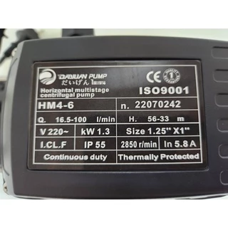 ปั้มน้ำออโต้แรงดันสูง 5-6ใบพัด กำลัง 1000-1300w ขนาดเข้า 1.1/4นิ้ว ออก 1นิ้ว DAYUAN รุ่น HM SET AUTO
