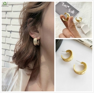 【Aotuo】New Retro Exaggerating S925 Silver C-Style Earrings Women Personality Accessories