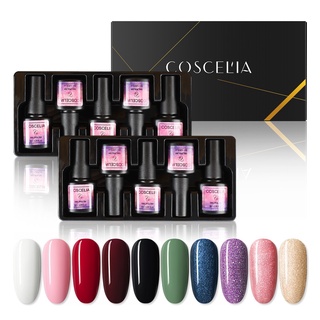 Coscelia ชุดยาทาเล็บเจล UV กึ่งถาวร 8 มล. 10 สี